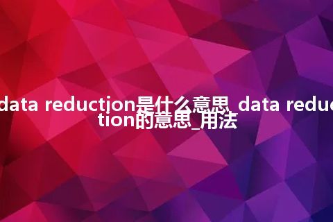 data reduction是什么意思_data reduction的意思_用法