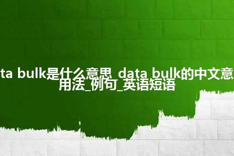 data bulk是什么意思_data bulk的中文意思_用法_例句_英语短语