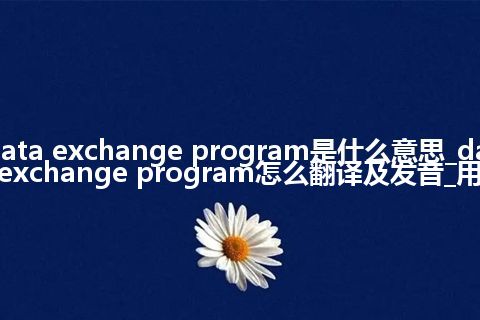 data exchange program是什么意思_data exchange program怎么翻译及发音_用法