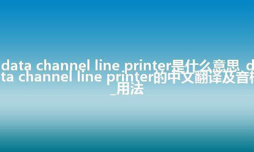 data channel line printer是什么意思_data channel line printer的中文翻译及音标_用法