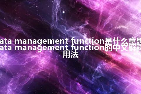 data management function是什么意思_data management function的中文解释_用法