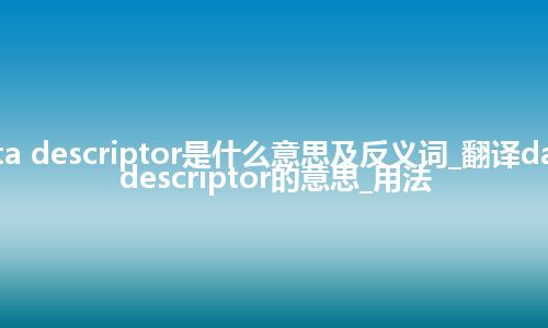 data descriptor是什么意思及反义词_翻译data descriptor的意思_用法