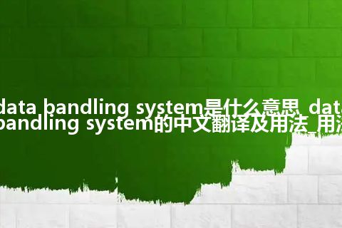 data bandling system是什么意思_data bandling system的中文翻译及用法_用法