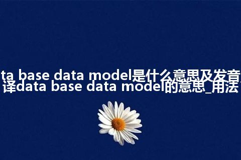 data base data model是什么意思及发音_翻译data base data model的意思_用法