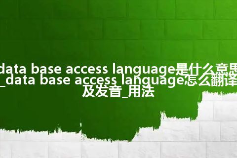 data base access language是什么意思_data base access language怎么翻译及发音_用法