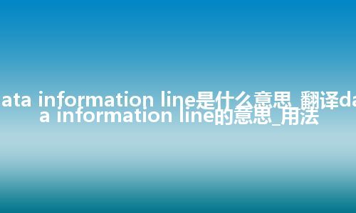 data information line是什么意思_翻译data information line的意思_用法