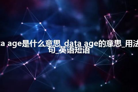 data age是什么意思_data age的意思_用法_例句_英语短语