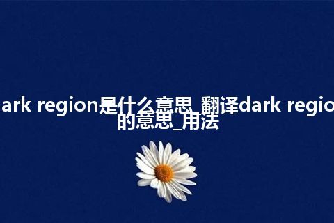 dark region是什么意思_翻译dark region的意思_用法