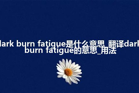 dark burn fatigue是什么意思_翻译dark burn fatigue的意思_用法