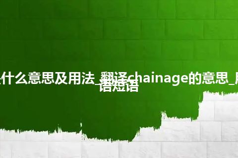 chainage是什么意思及用法_翻译chainage的意思_用法_例句_英语短语