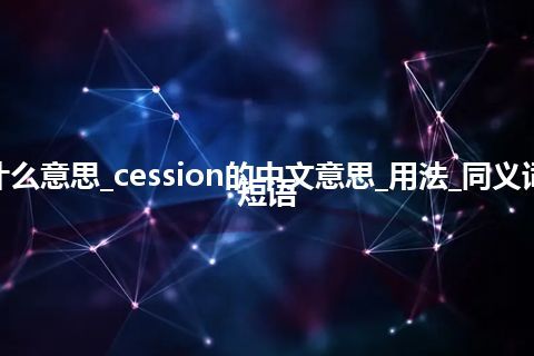 cession是什么意思_cession的中文意思_用法_同义词_例句_英语短语