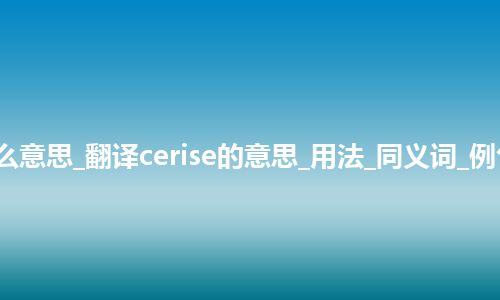 cerise是什么意思_翻译cerise的意思_用法_同义词_例句_英语短语