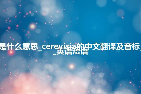 cerevisia是什么意思_cerevisia的中文翻译及音标_用法_例句_英语短语