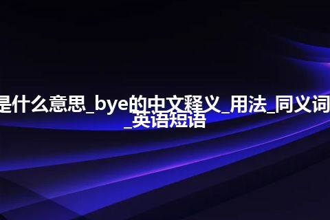 bye是什么意思_bye的中文释义_用法_同义词_例句_英语短语