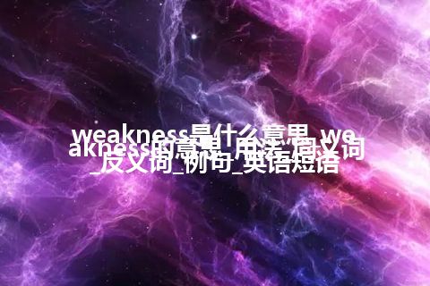 weakness是什么意思_weakness的意思_用法_同义词_反义词_例句_英语短语