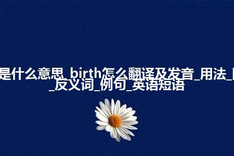 birth是什么意思_birth怎么翻译及发音_用法_同义词_反义词_例句_英语短语