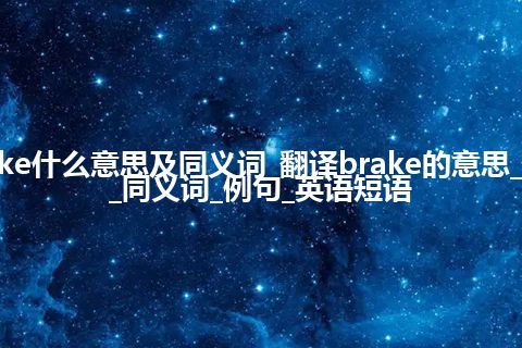 brake什么意思及同义词_翻译brake的意思_用法_同义词_例句_英语短语