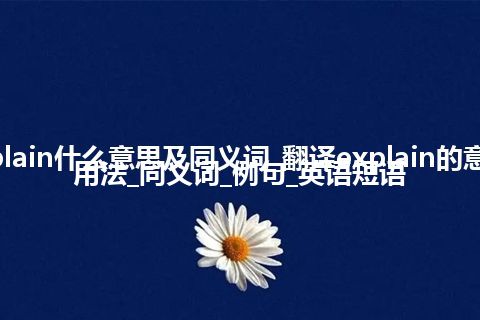 explain什么意思及同义词_翻译explain的意思_用法_同义词_例句_英语短语