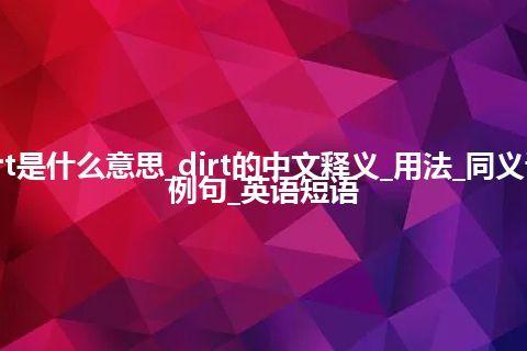 dirt是什么意思_dirt的中文释义_用法_同义词_例句_英语短语