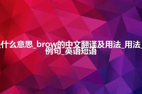 brow是什么意思_brow的中文翻译及用法_用法_同义词_例句_英语短语