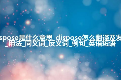 dispose是什么意思_dispose怎么翻译及发音_用法_同义词_反义词_例句_英语短语