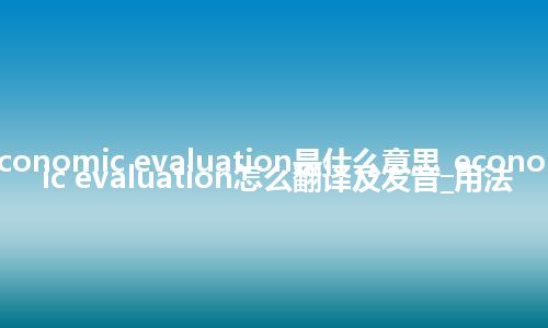 economic evaluation是什么意思_economic evaluation怎么翻译及发音_用法