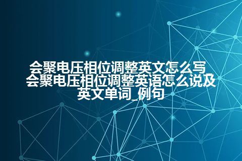 会聚电压相位调整英文怎么写_会聚电压相位调整英语怎么说及英文单词_例句