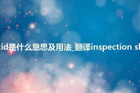 inspection skid是什么意思及用法_翻译inspection skid的意思_用法