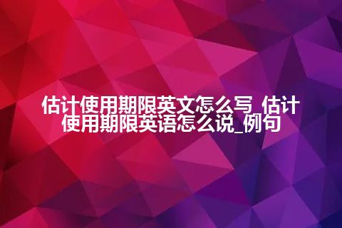 估计使用期限英文怎么写_估计使用期限英语怎么说_例句