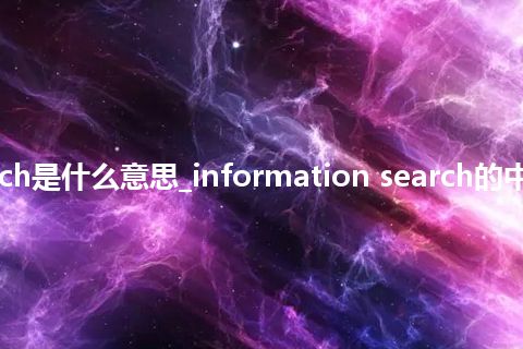 information search是什么意思_information search的中文翻译及音标_用法