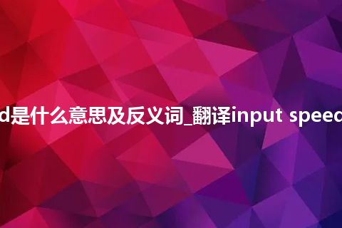 input speed是什么意思及反义词_翻译input speed的意思_用法