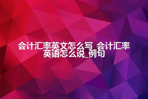 会计汇率英文怎么写_会计汇率英语怎么说_例句