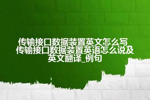 传输接口数据装置英文怎么写_传输接口数据装置英语怎么说及英文翻译_例句