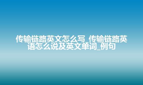 传输链路英文怎么写_传输链路英语怎么说及英文单词_例句