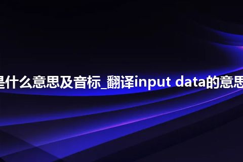 input data是什么意思及音标_翻译input data的意思_用法_同义词