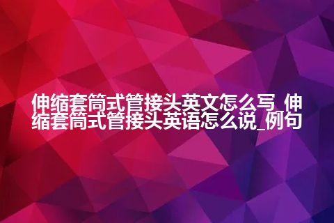 伸缩套筒式管接头英文怎么写_伸缩套筒式管接头英语怎么说_例句