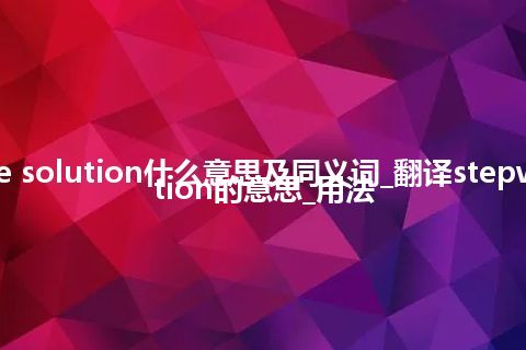 stepwise solution什么意思及同义词_翻译stepwise solution的意思_用法