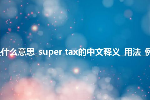 super tax是什么意思_super tax的中文释义_用法_例句_英语短语