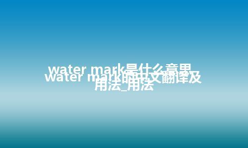 water mark是什么意思_water mark的中文翻译及用法_用法