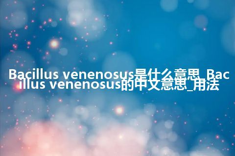 Bacillus venenosus是什么意思_Bacillus venenosus的中文意思_用法