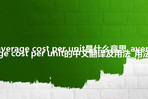 average cost per unit是什么意思_average cost per unit的中文翻译及用法_用法