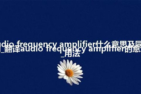 audio frequency amplifier什么意思及同义词_翻译audio frequency amplifier的意思_用法