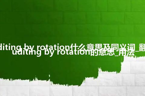 auditing by rotation什么意思及同义词_翻译auditing by rotation的意思_用法