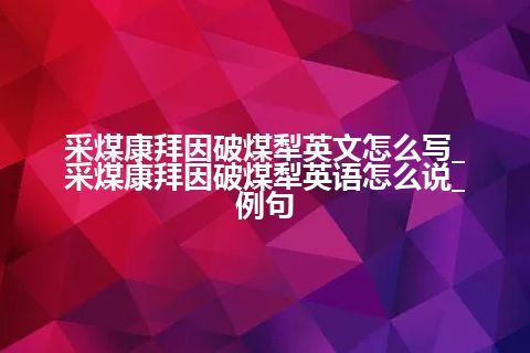 采煤康拜因破煤犁英文怎么写_采煤康拜因破煤犁英语怎么说_例句