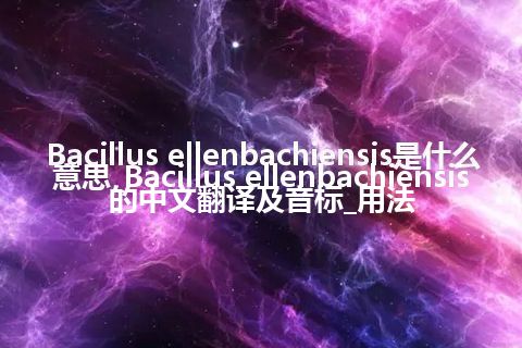 Bacillus ellenbachiensis是什么意思_Bacillus ellenbachiensis的中文翻译及音标_用法