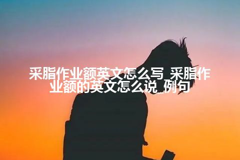 采脂作业额英文怎么写_采脂作业额的英文怎么说_例句