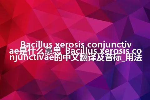 Bacillus xerosis conjunctivae是什么意思_Bacillus xerosis conjunctivae的中文翻译及音标_用法