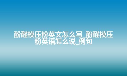 酚醛模压粉英文怎么写_酚醛模压粉英语怎么说_例句