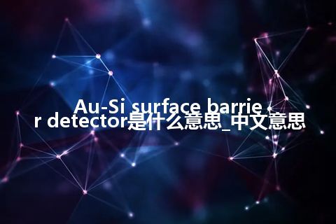 Au-Si surface barrier detector是什么意思_中文意思