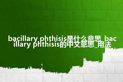 bacillary phthisis是什么意思_bacillary phthisis的中文意思_用法